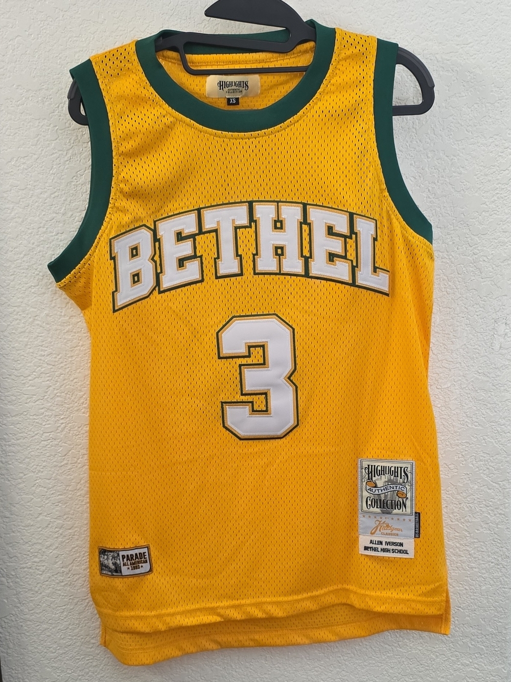Bethel Mesh Basketball Jersey - Yellow with Green Trim, No Brand